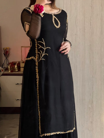 BLACK EBMROIDERED DRESS